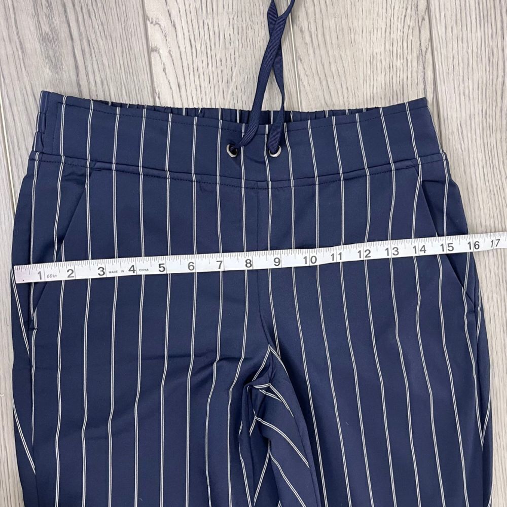 Athleta Blue Midtown Size 0 Stripe Ankle Pull On Athleisure Pants Trouser Office - Picture 7 of 16
